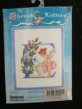 KIT RICAMO PUNTO CROCE LETTERA "E" 12,7 x 17,8 cm SU TELA LINDA