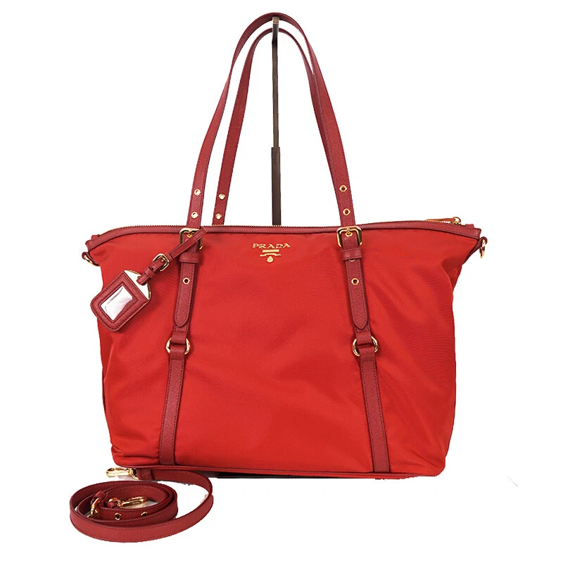 Prada Tessuto Saffiano Nylon Tote in Red