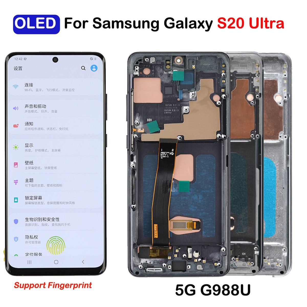 Super AMOLED Para Samsung S20 Ultra G988 G988U Pantalla Lcd Pantalla Táctil Digital Con Marco Para Samsung S20 Ultra 5G LCD - AliExprs 509