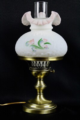 Fenton Opal Satin Basketweave Family Sig. Bill Fenton Ltd. Edition Lamp 
