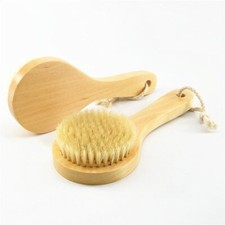 Wooden Short Handle Dry Body Brush Scrubber, 7.87 Inch 7.87", Wood