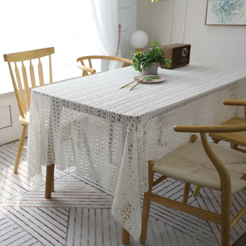 Retro Häkel Rechteckige Tischdecke Spitze Tischdecke Abdeckung Küche Wohnkultur - Bild 4 von 4