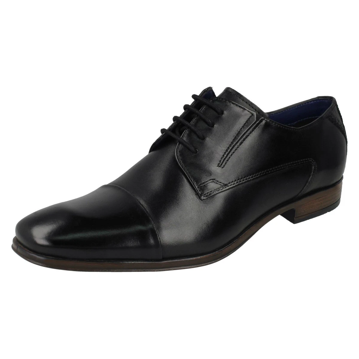 Mens Bugatti Black Leather Formal Lace Up Smart Shoes 312 40201
