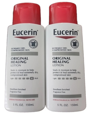LOT 2 Eucerin Extremely Dry Compromised Skin Healing Lotion Fragrance Free 5 oz