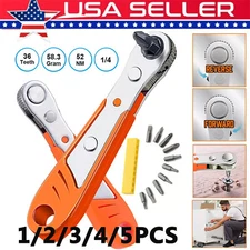 Ratcheting Right Angle Screwdriver Hex Drive 90 Degree Offset + 10PCS Bits Lot