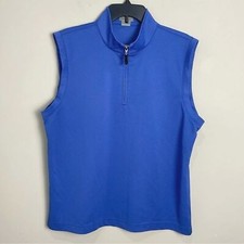 Fennec Fox Blue Golf Vest 1/4 Zip Sleeveless Pullover Men's Sz Med Quarter Zip