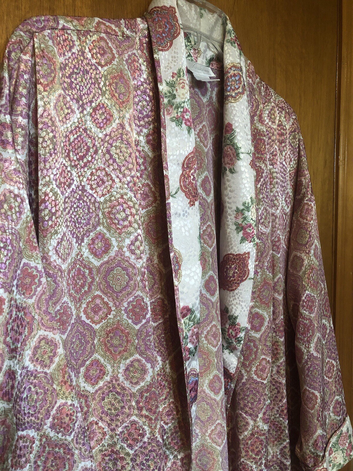 Fantasies By Morgan Taylor Pink Floral Kimono Robe Women’s Size P/S