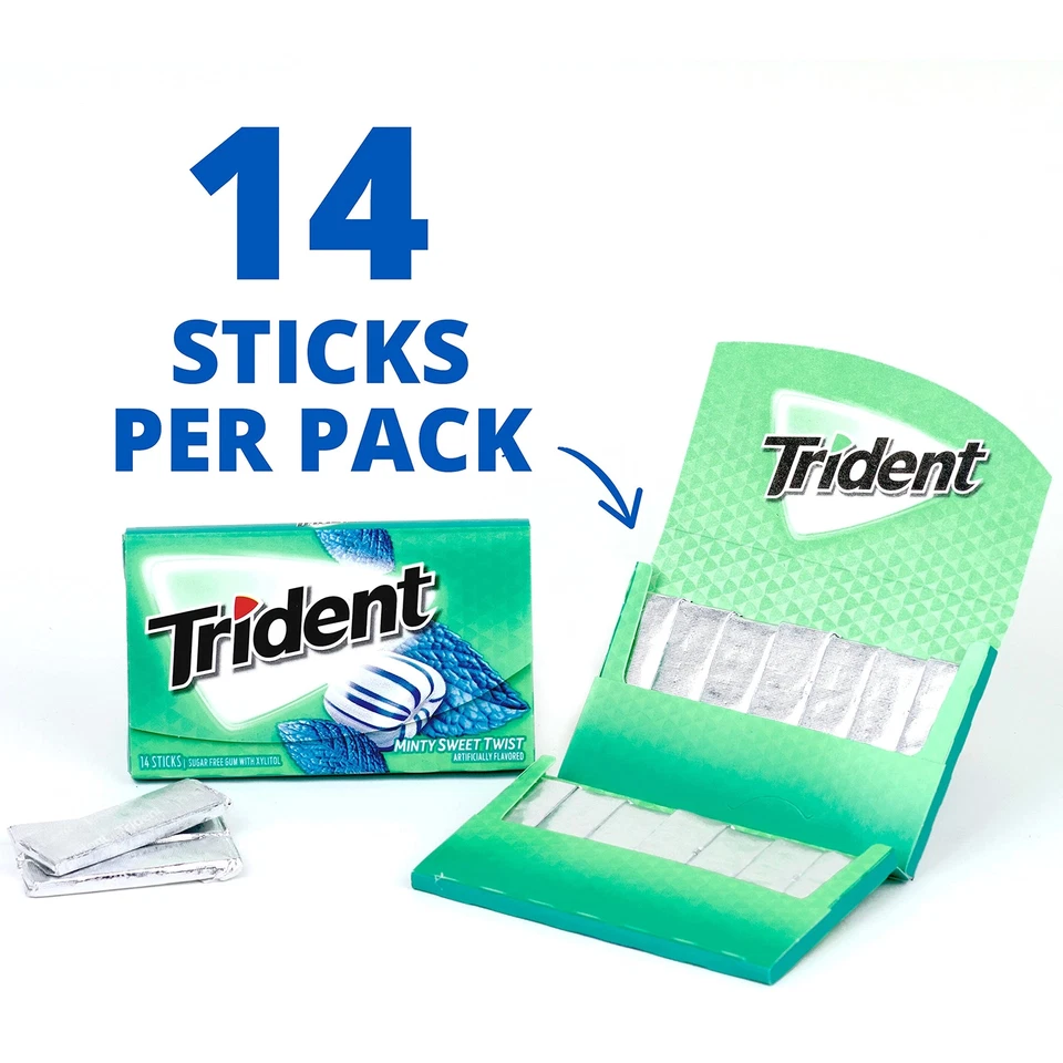Trident Minty Sweet Twist Chicle sin azúcar, 12 paquetes de 14 piezas (168 en total Foto 3 de 4