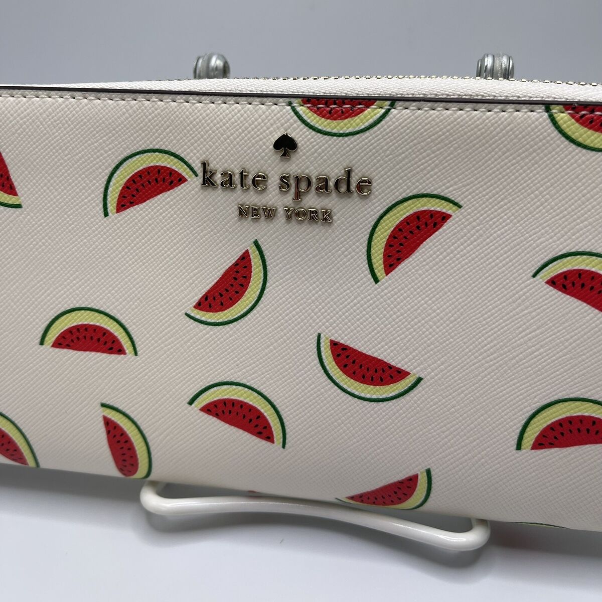 Kate Spade Staci Watermelon Party Large Continental Zip Around Wallet Cream  NEW