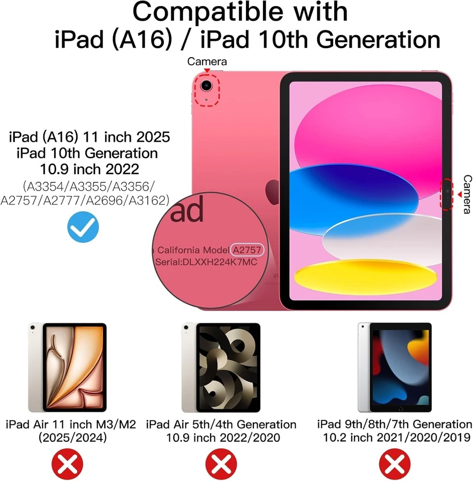 For iPad 11" (A16) 11th/ 10.9" 10th Generation Case Smart Stand Magnetic Closure - Image 2 of 4