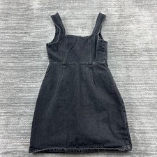 Urban Outfitters Overalls Skirt Size 2 Womens Button Dress Dark Wash Black Denim