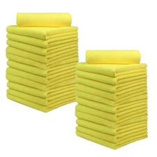 24 Pcs Microfiber Cleaning Cloth No-Scratch Rag Car Polishing 16"x16" Yellow
