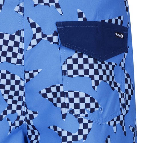 NWT Hurley Boy's Checkered Shark Boardshorts Big Kids Indo Blue Size 12 - Picture 7 of 8
