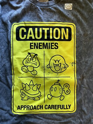 SUPER MARIO CAUTION ENEMIES Goomba Boo Bob-omb Spiny MEN'S T-Shirt LARGE