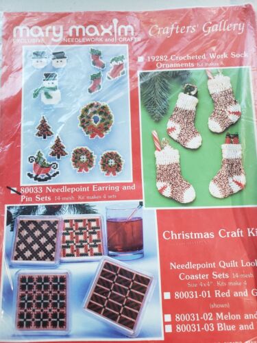 Mary Maxim Christmas Ornament pin needlepoint craft kit LOT Tree snowman L - Picture 3 of 8