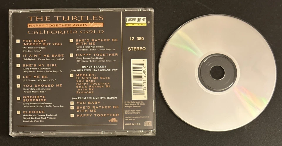 The Turtles California Gold Happy Together Again Live 12380 Music CD (Delta 1994 - Image 2 of 4