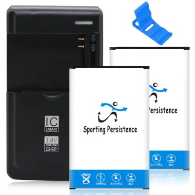 High Power 2x 2420mAh Extra Battery Dock USB Charger for Verizon LG K4 LTE VS425