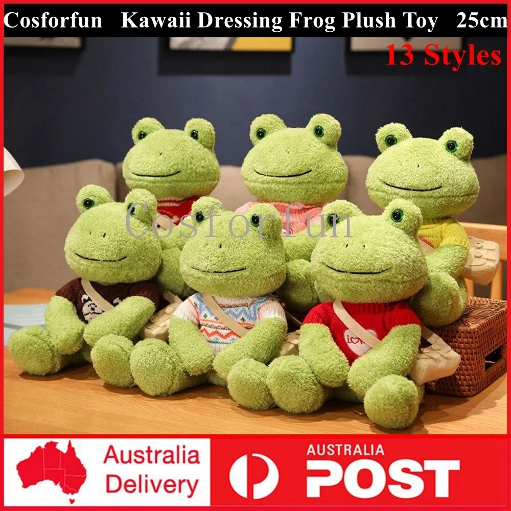 Kawaii Dressing Frog Plush Toy Frog Stuffed Animal Fluffy Doll