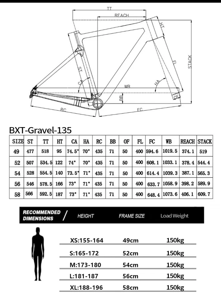 BXT 700*25C Kohlefaser Frame Rennrad Fahrradrahmen Rahmenset Fahrradrahmen Neu - Bild 3 von 4