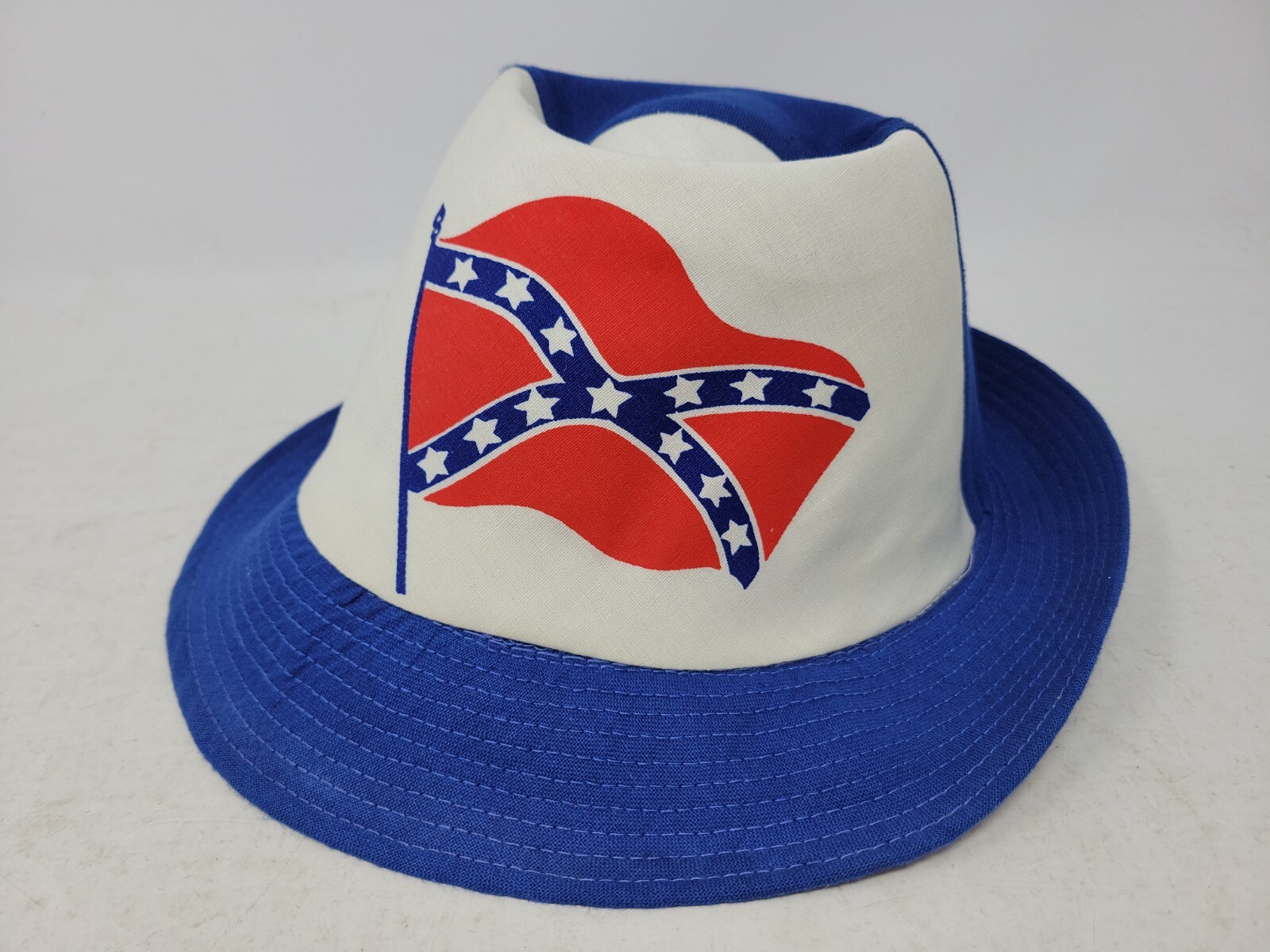 Vintage Flag USA Union Made Blue Hat Trucker Cap RARE Gem