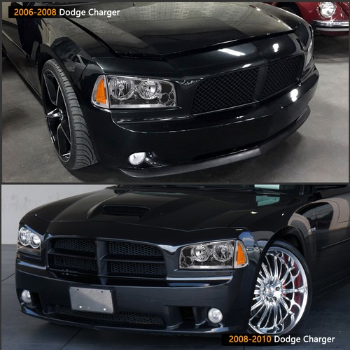 Headlights For 2006-2010 Dodge Charger Chrome Amber Corner Pair Headlamp L+R 2PC - Picture 7 of 7