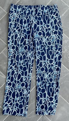 Lilly Pulitzer Loralee Pants in Bamboo High Tide Navy Blue Size