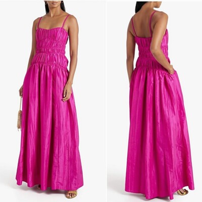 JONATHAN SIMKHAI Dresses Stefanie Taffeta Pleats Gown In Bougainvillea Size 2