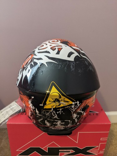 AFX FX-90 BLACK ORANGE FULL FACE MOTORCYCLE HELMET SIZE MEDIUM #H10 - Picture 6 of 9
