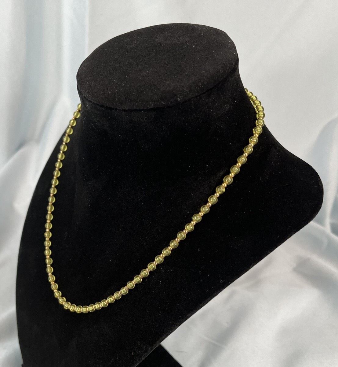 Vintage Beaded Necklace Yellow Gold Beads Marked Korea