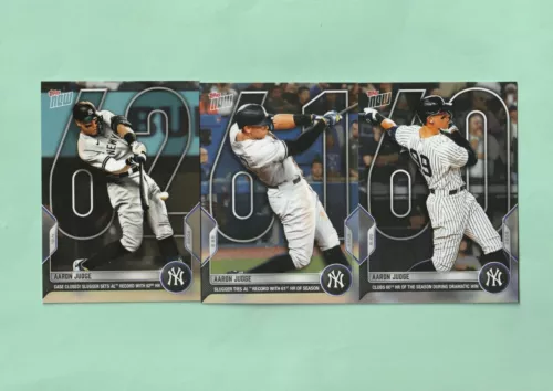 2022 Topps Now Aaron Judge 3 card lot #929 HR60 975 HR61 1012 HR62 Yankees
