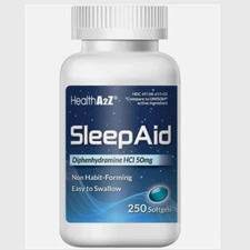 Sleep Aid, Diphenhydramine HCl 50mg, 250 Softgels, Supports Deeper Restful Sleep