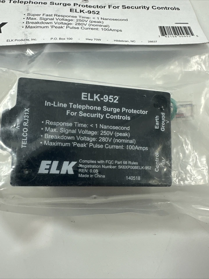 ELK-952 Home Alarm Security In-line Telephone Surge Protector Brand New - Image 2 of 4