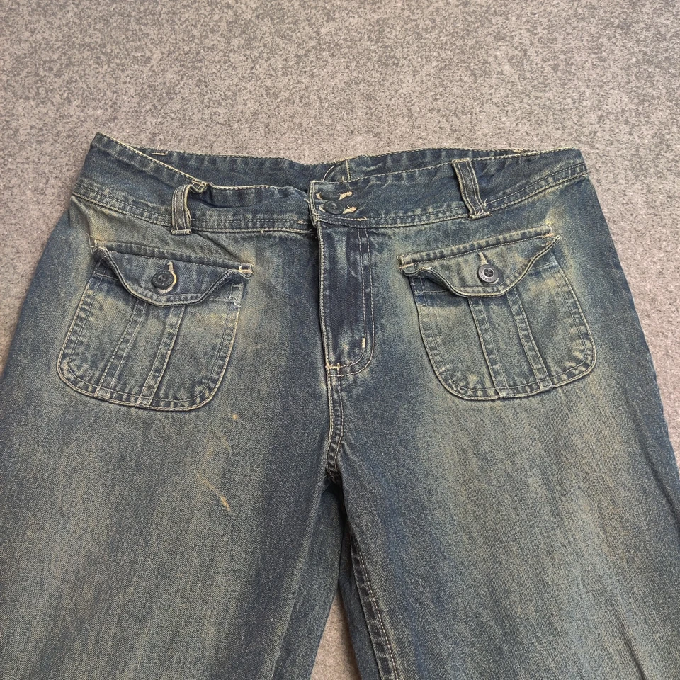 Jeans feminino vintage Bill Blass 6 azul pequeno Y2k bootleg cintura baixa bolso retrô - Imagem 2 de 4