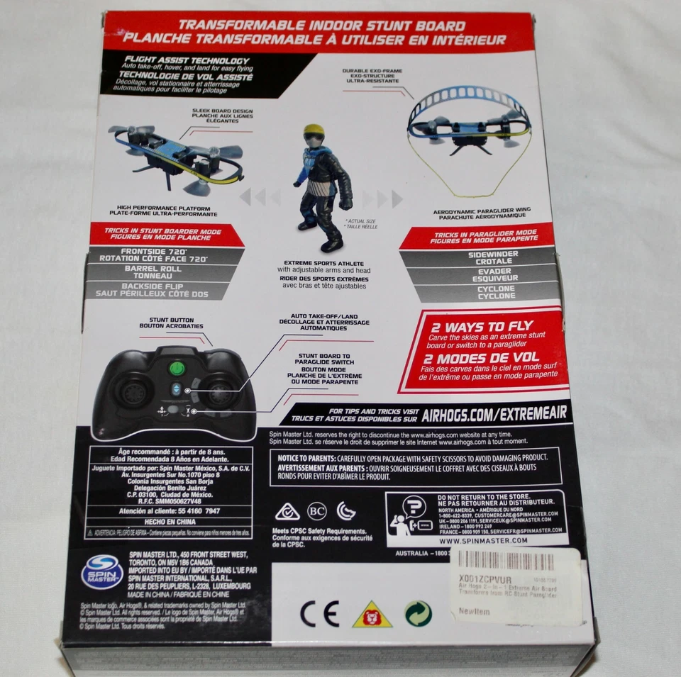 AIRHOGS Extreme Air Transformable Stunt Board 8+ Spin Master Drone ParaGlider T2 - Image 3 of 4