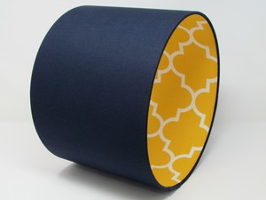 Détails Sur Bleu Marine Jaune Moutarde Géométrique Quadrilobes Morrocan Tile Déclaration Abat Jour Afficher Le Titre Dorigine