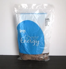 New Womens Leggs L'eggs 3 Pairs Sheer Energy Control Top Pantyhose Suntan  Q