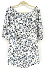 NWT Banana Republic Off Shoulder Floral Dress Shift Mini White/Blue 4 Feminine