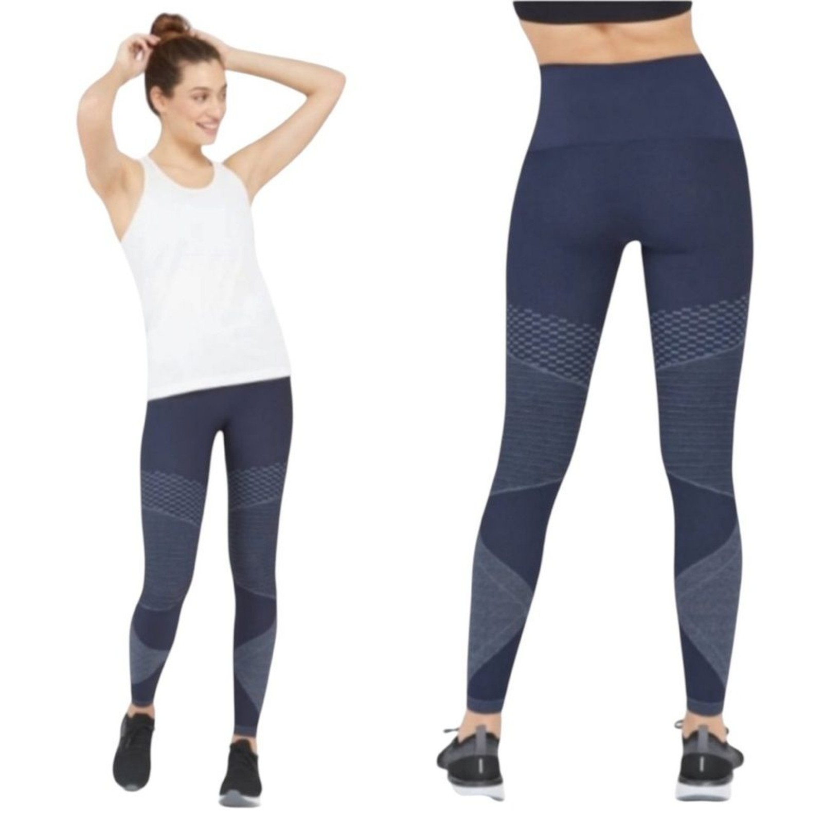 SPANX Seamless Moto Legging Indigo Sky Blue Tummy Control Womens Large