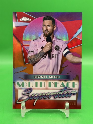 Lionel Messi [Red Refractor] #SB-5 2024 Topps Chrome MLS South Beach Superstar card