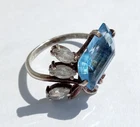 Vintage Beautiful Ring Blue stone Sterling Silver 925 test Women Jewelry siz 8.5