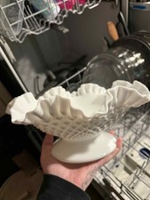 ~ Vintage ~ Fenton ~ Hobnail ~ Milk Glass ~ Scalloped Bowl ~ Gorgeous!