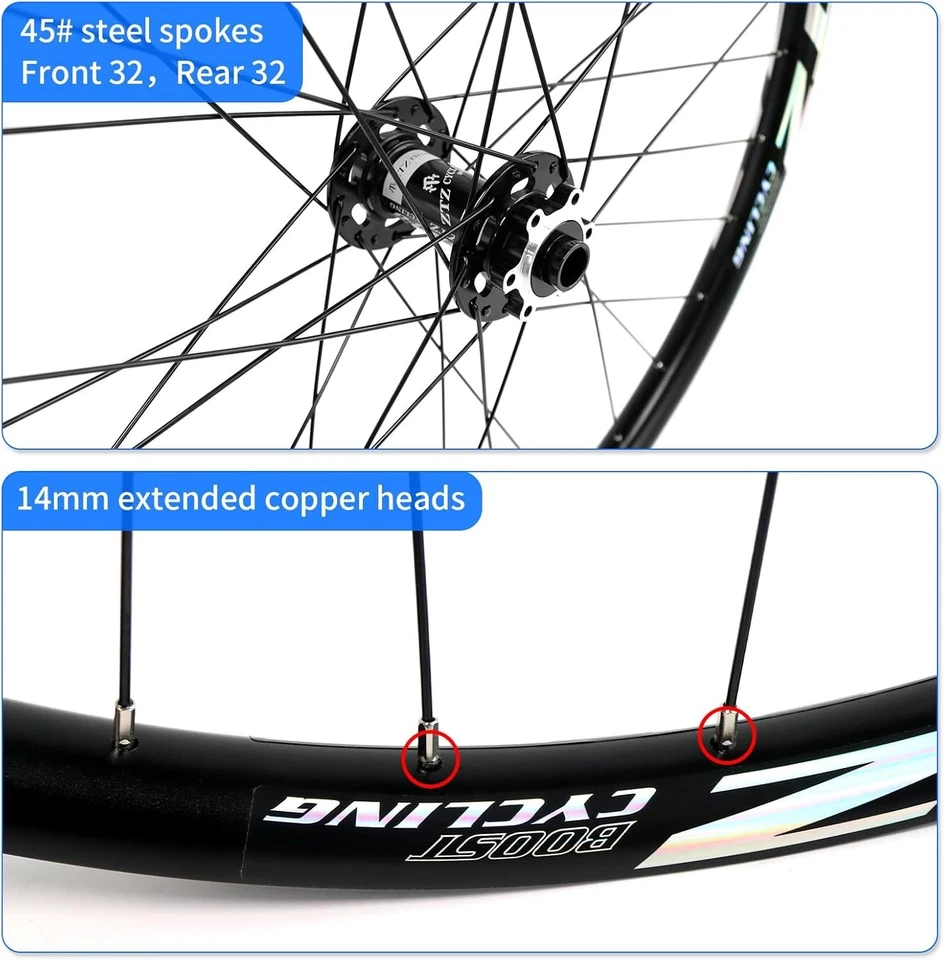 27.5/29" MTB Disc Brake Aluminum Mountain XC Bike Wheels Thru Axle/Boost FRONT w - Image 3 of 4