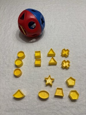 Vintage Tupperware Shape O Ball Toy Shape Sorter 15Yellow Shapes Red and Blue