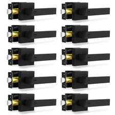 Privacy Door Levers, 10 Pack Matte Black Door Handles Heavy Duty Bed and Bath...