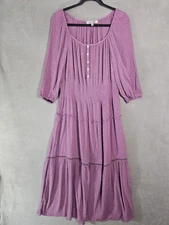 Figueroa Flower Womens Plus 1X Maxi Dress Milk Maid Purple Cottagecore Polka-dot