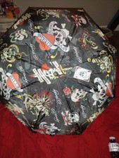 ED HARDY COMPACT UMBRELLA LOVE KILL AUTO OPEN  CLOSE RUBBERIZED HANDLE NWT