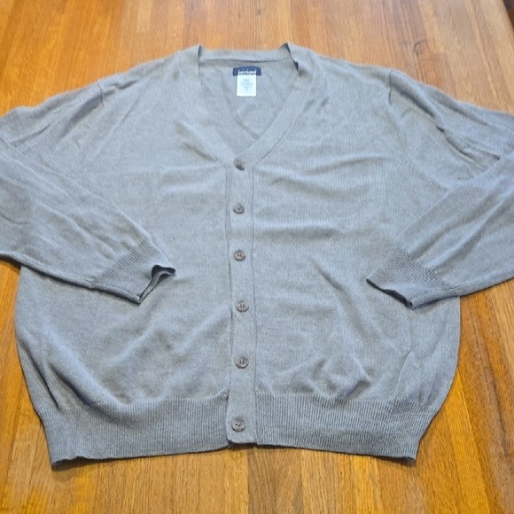 Basic Editions Men Large Gray V-Neck Button Down … - image 1