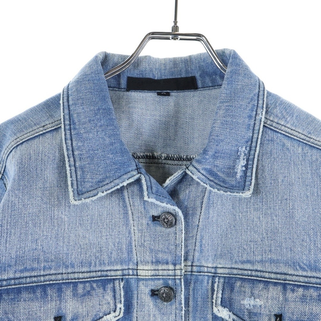CHROME HEARTS DENIM JACKET Horseshoe Button Women Indigo Used ea6b2064fa425e12f7 thumbnail 3