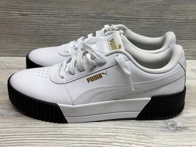 Puma Womens Carina L Platform Sneakers Size 8 White Black Casual Shoes