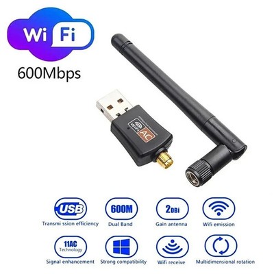 WLAN Stick AC 600 Mbps Dual Band 2.4GHz / 5GHz WIFI Dongle USB Wireless Adapter